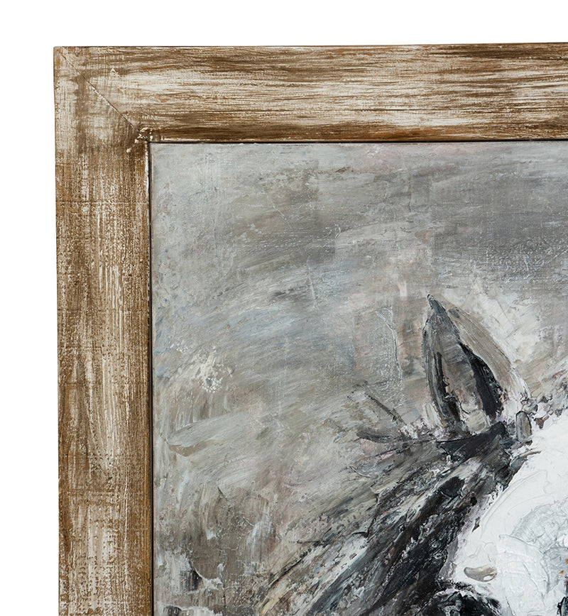 35.4x47.2x1.2" Hand-Painted White Horse Artwork by HouseOfZazla