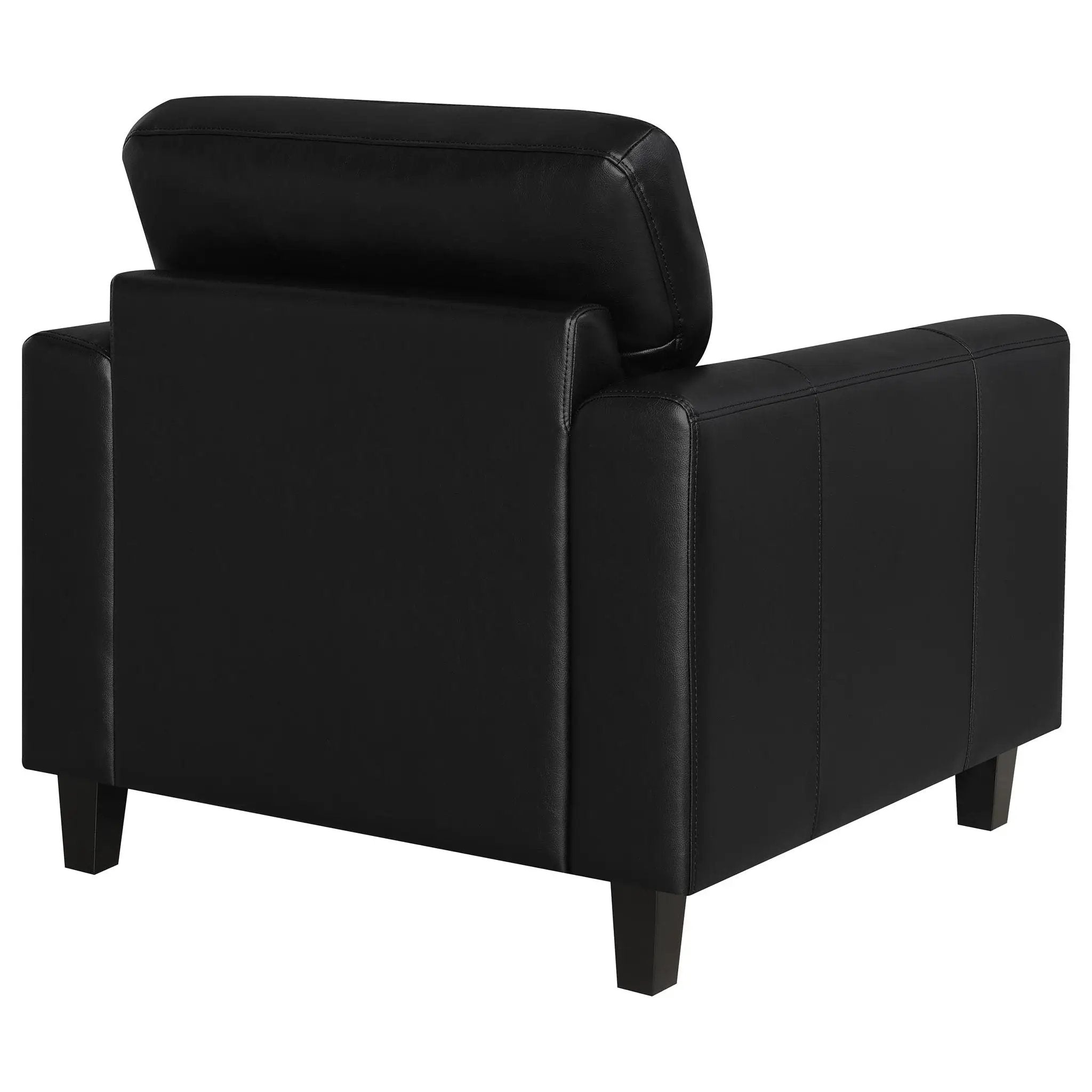 Scotland Faux Leather Upholstered Track Arm Chair Black by Unique Piece Furniture