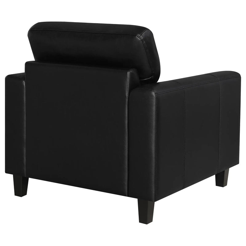 Scotland Faux Leather Upholstered Track Arm Chair Black by Unique Piece Furniture