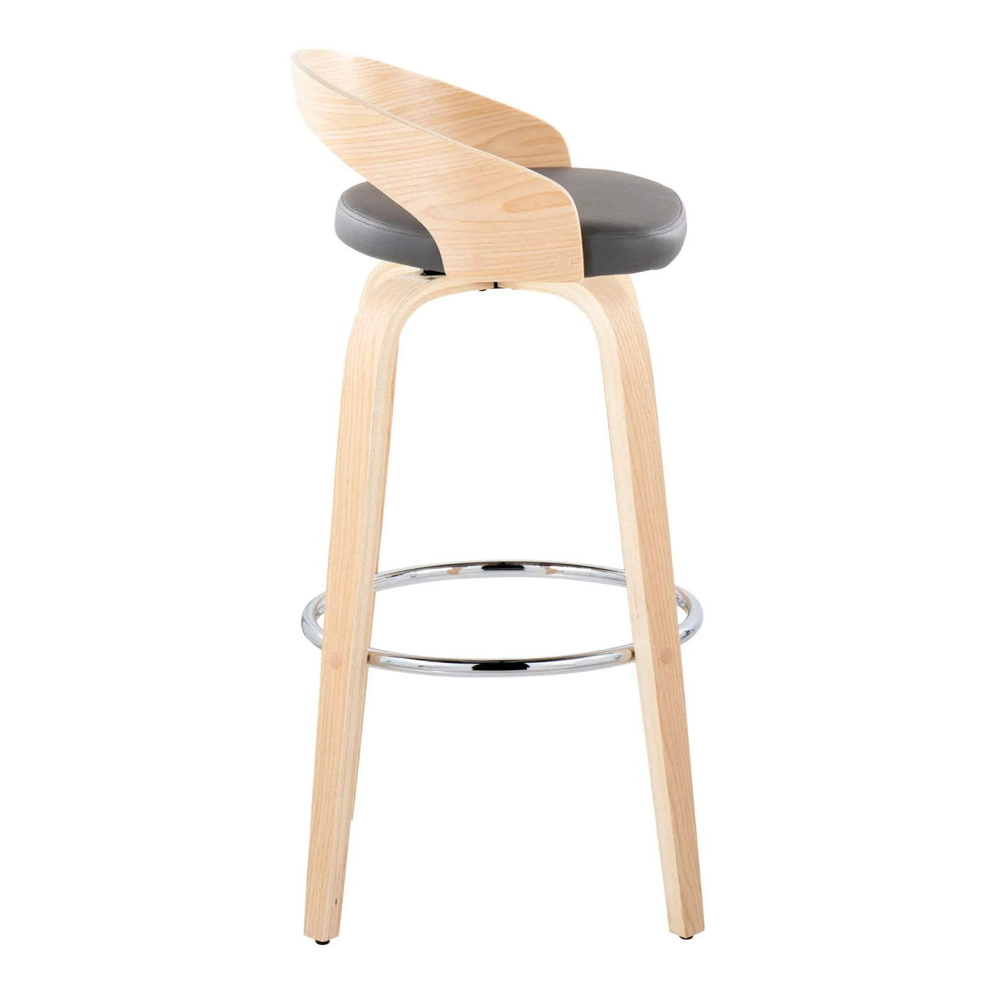 Grotto - Contemporary Fixed-Height Barstool With Swivel With Round Footrest (Set of 2) by HouseOfZazla