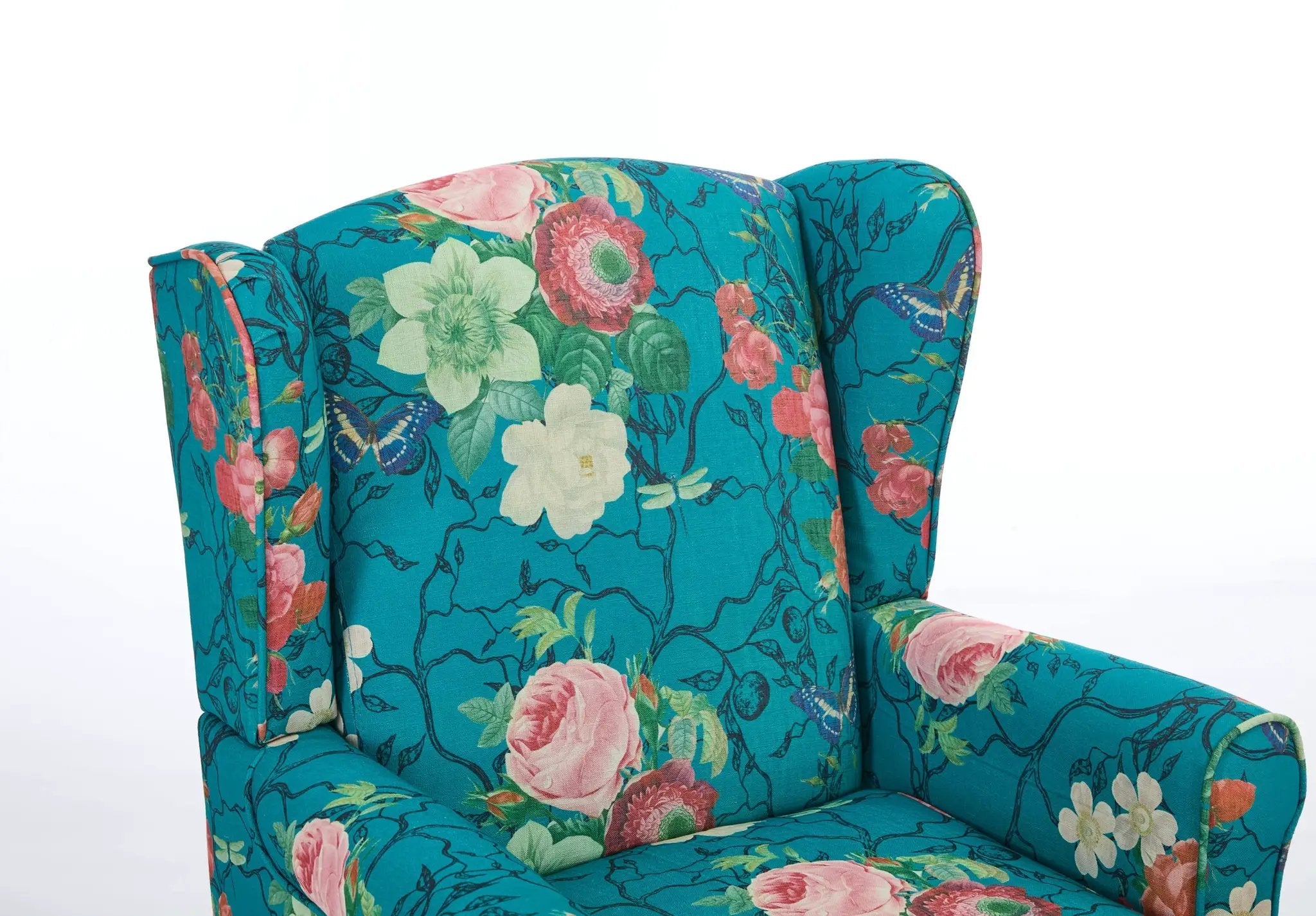 Modern Accent Chair with Retro Wood Legs - Floral by HouseOfZazla