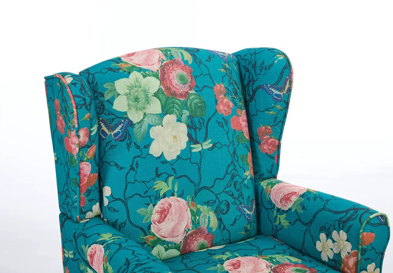 Modern Accent Chair with Retro Wood Legs - Floral by HouseOfZazla