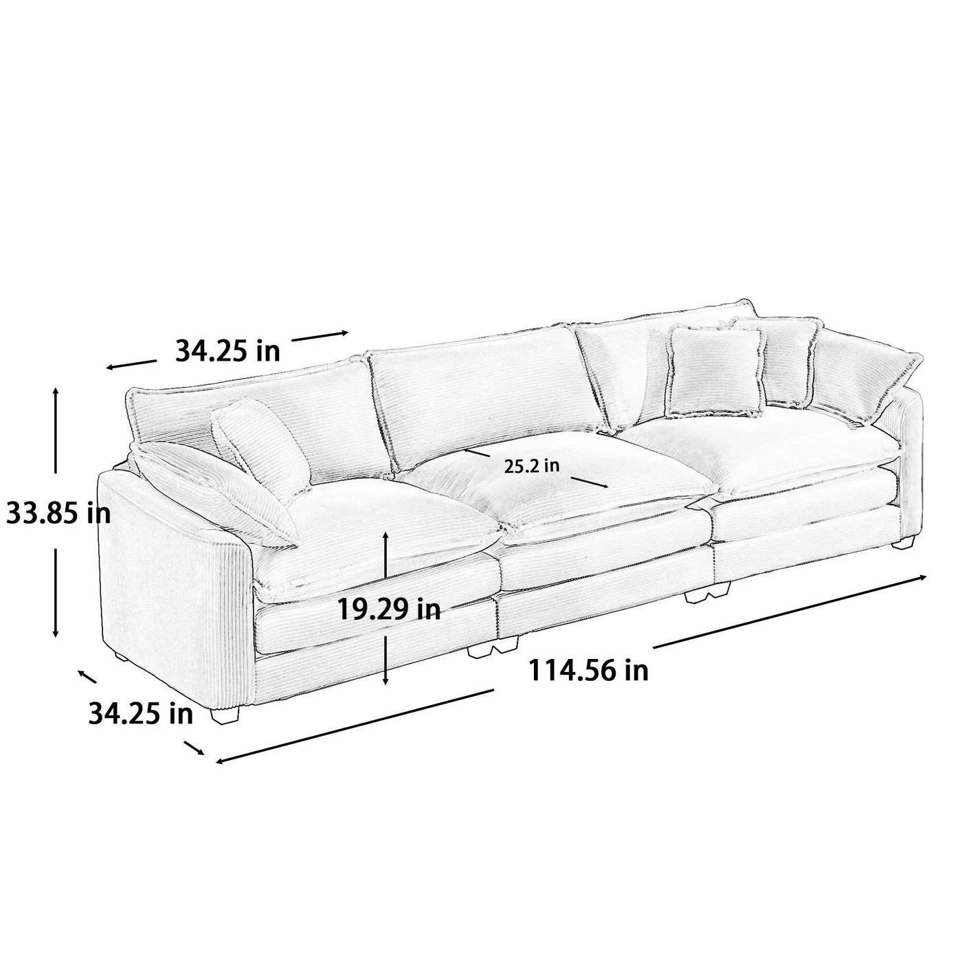 Elegant Oversized Sectional Sofa Set With Deep Seats And Flexible Layout by HouseOfZazla