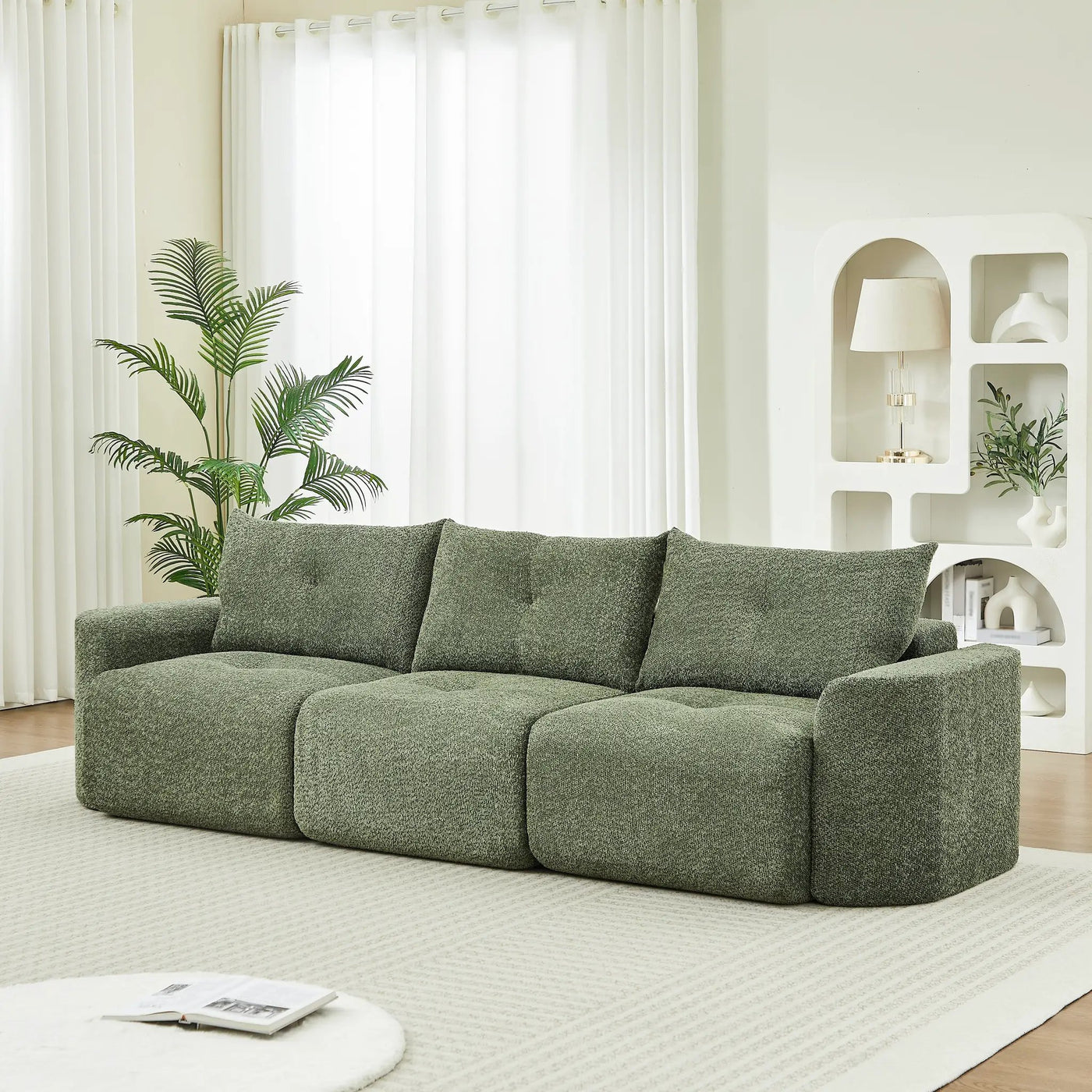 Chenille Sofa for Living Room - 109" Large Modern 3-Seater by HouseOfZazla