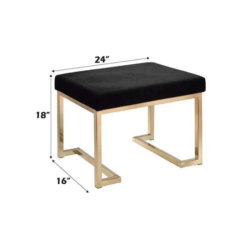 Boice - Ottoman - Black Fabric & Champagne by Unique Piece Furniture