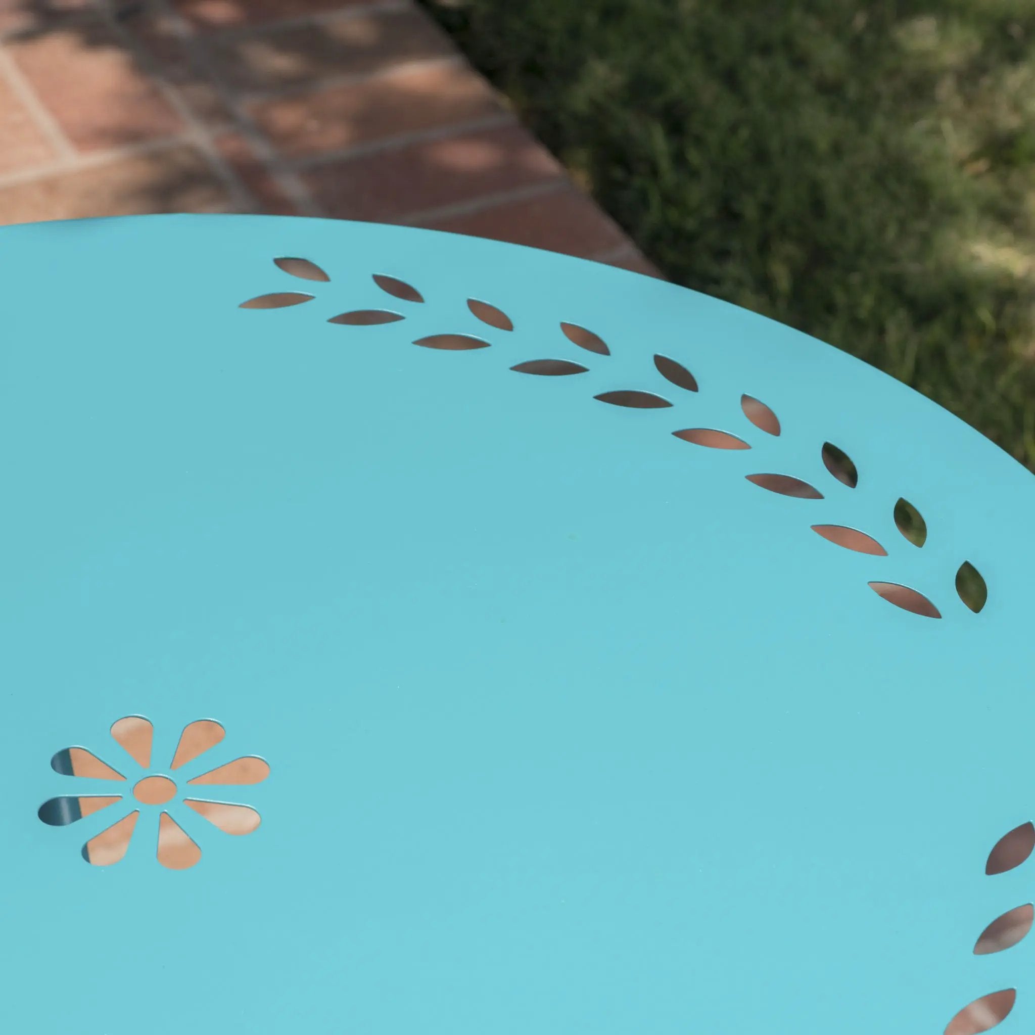 Lourdes 3 Piece Metal Outdoor Set - Teal by HouseOfZazla