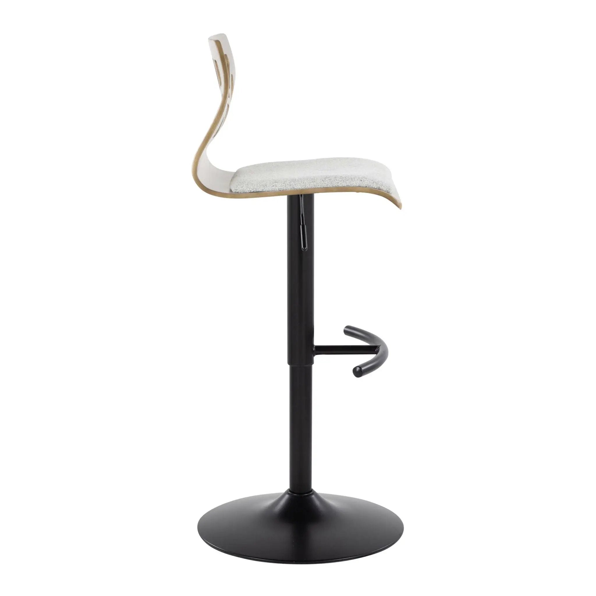 Folia - Contemporary Adjustable Barstool With Swivel With Rounded T Footrest (Set of 2) by HouseOfZazla