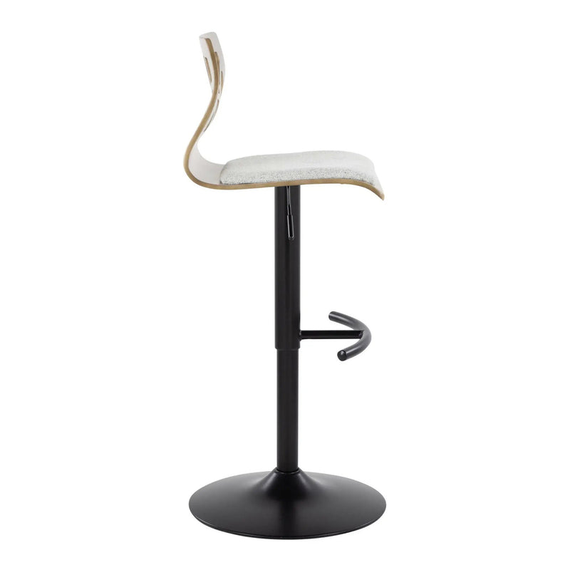 Folia - Contemporary Adjustable Barstool With Swivel With Rounded T Footrest (Set of 2) by HouseOfZazla