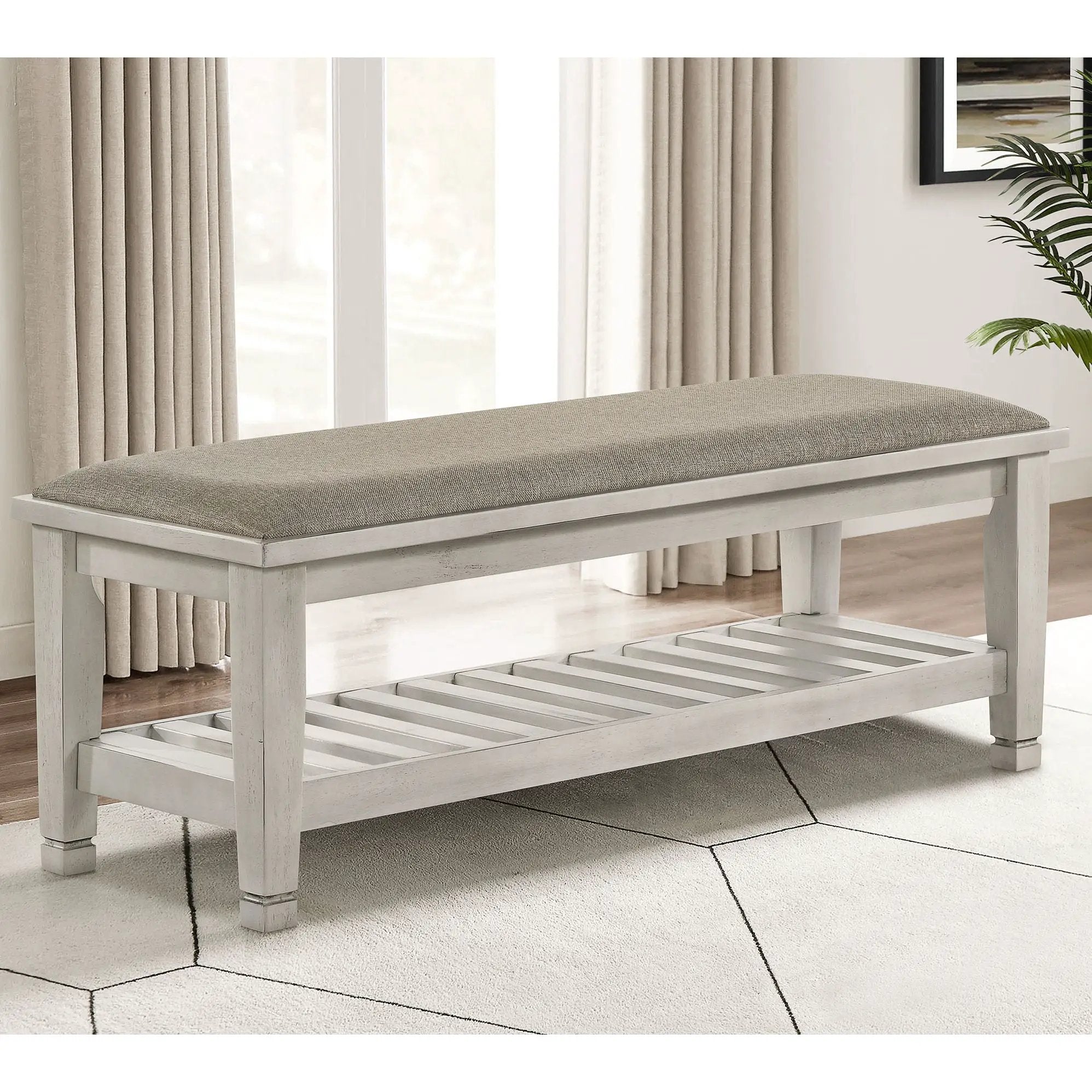 Bench With Upholstery Design - Ivory by HouseOfZazla