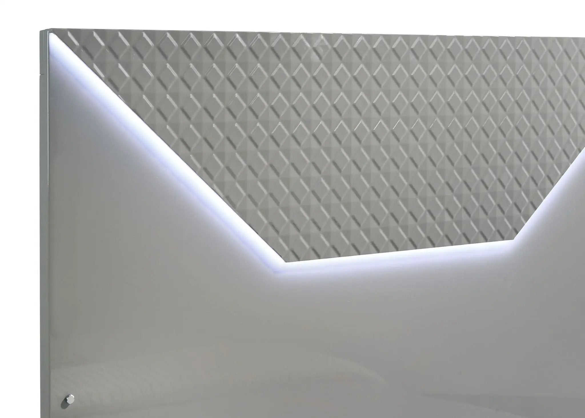 Ives Eastern King Panel Bed LED Headboard Grey High Gloss by Unique Piece Furniture