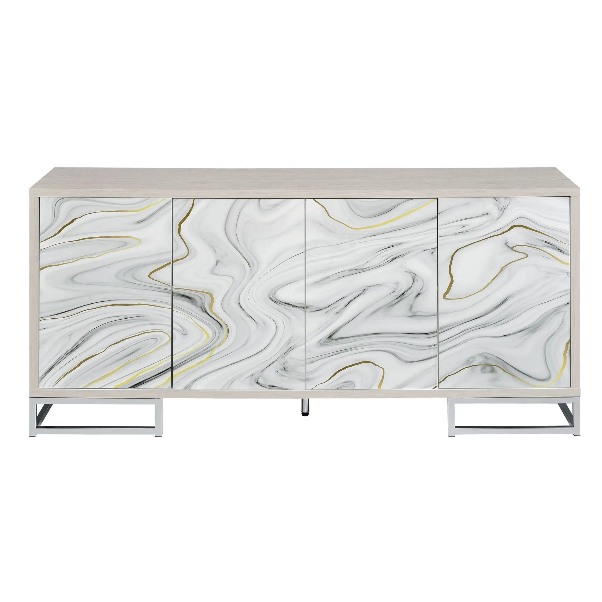 Panos - Console Cabinet - White Marcle / Chrome by Unique Piece Furniture