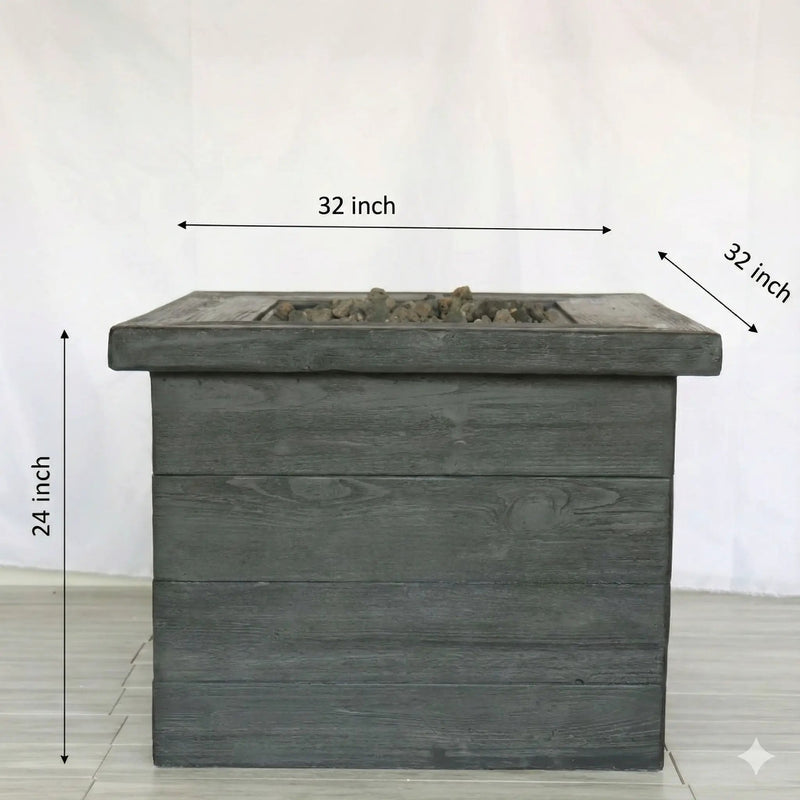 Fiber Reinforced Propane / Natural Gas, Fire Pit Table - Charcoal by HouseOfZazla