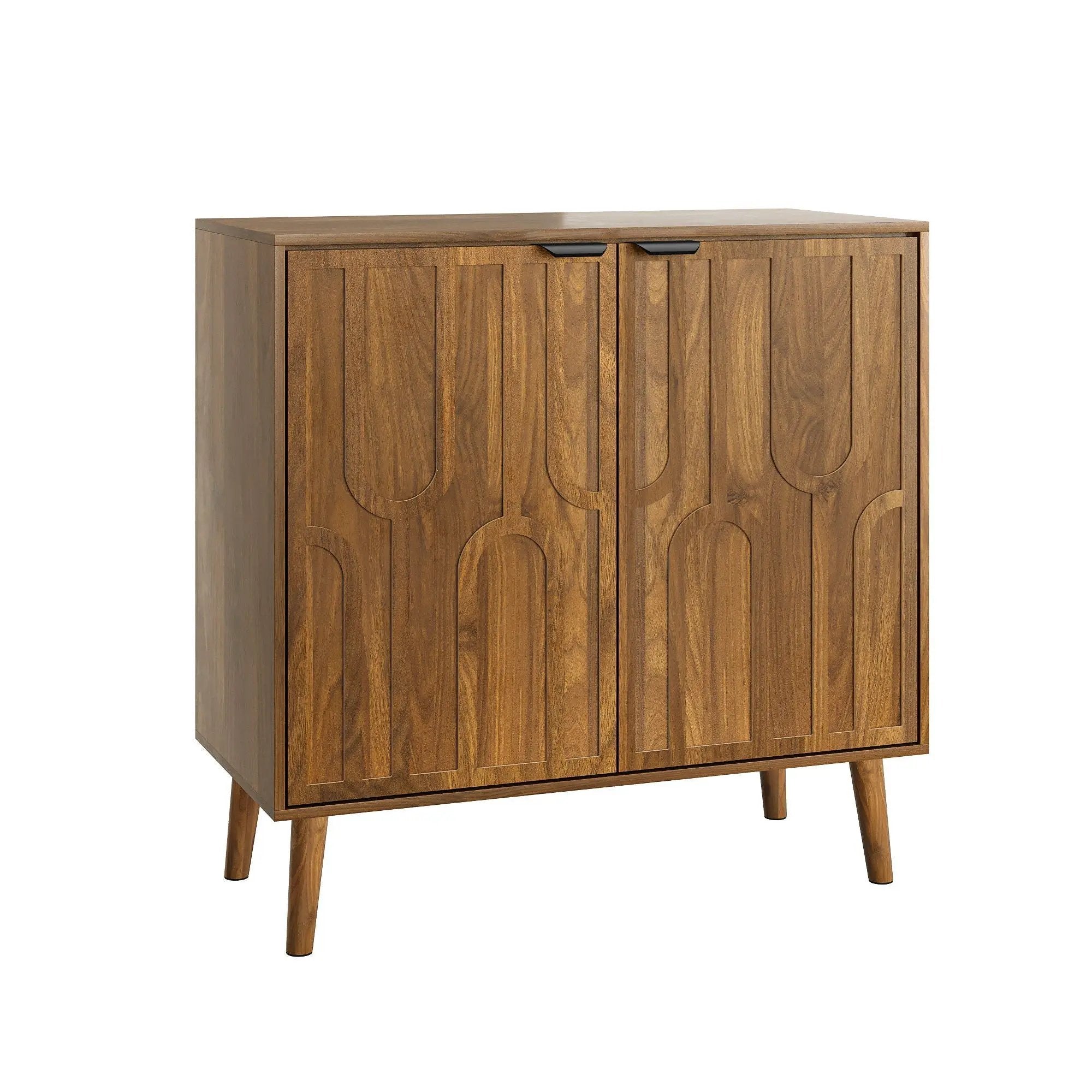 Farmhouse Style Sideboard Buffet Cabinet With Storage Bar Cabinet - Walnut by HouseOfZazla
