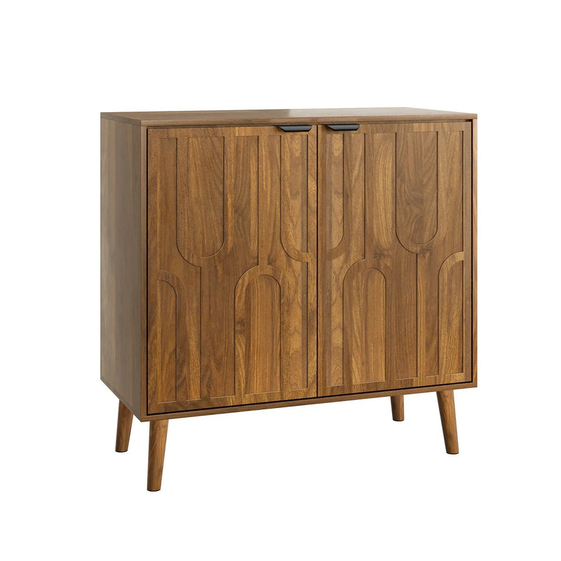 Farmhouse Style Sideboard Buffet Cabinet With Storage Bar Cabinet - Walnut by HouseOfZazla