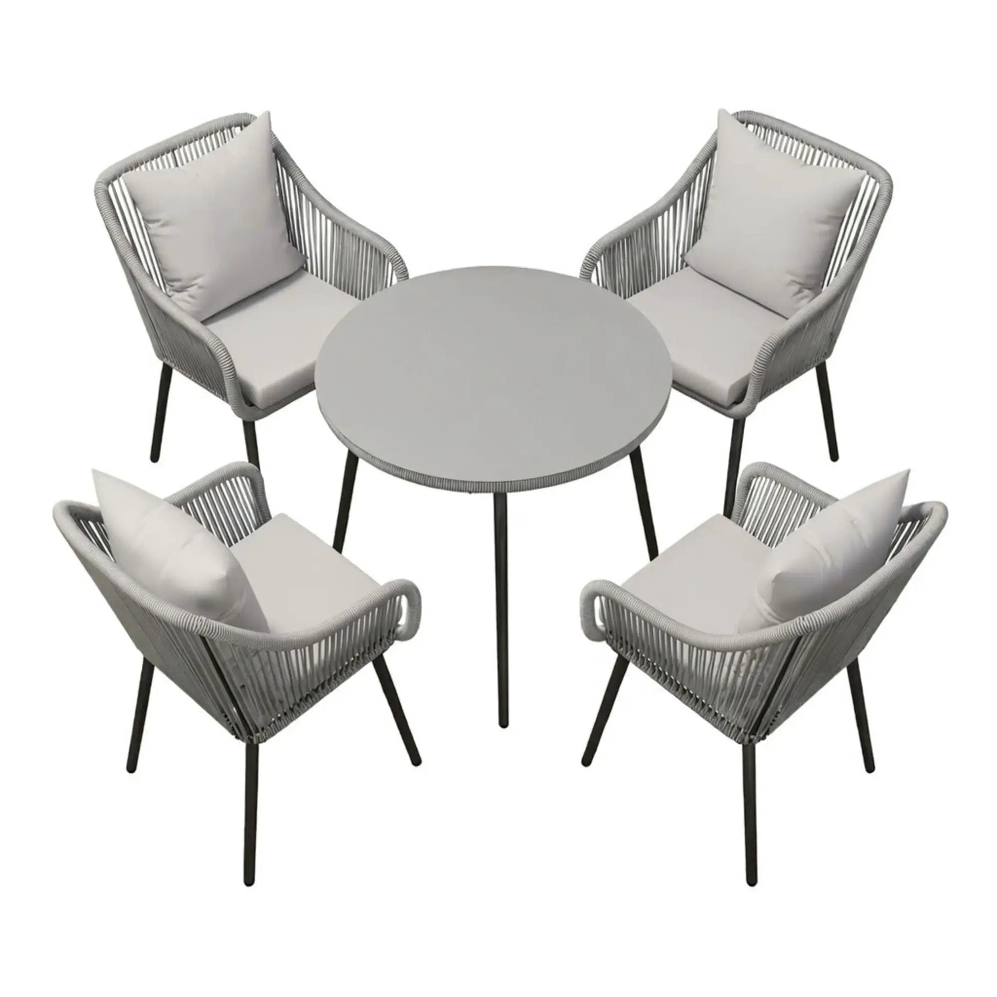 5 Piece Twisted Rattan Patio Dining Set With Table