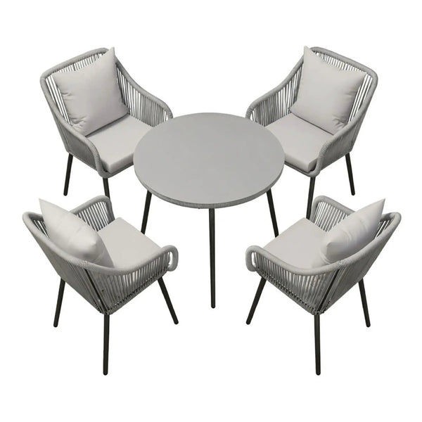 5 Piece Twisted Rattan Patio Dining Set With Table