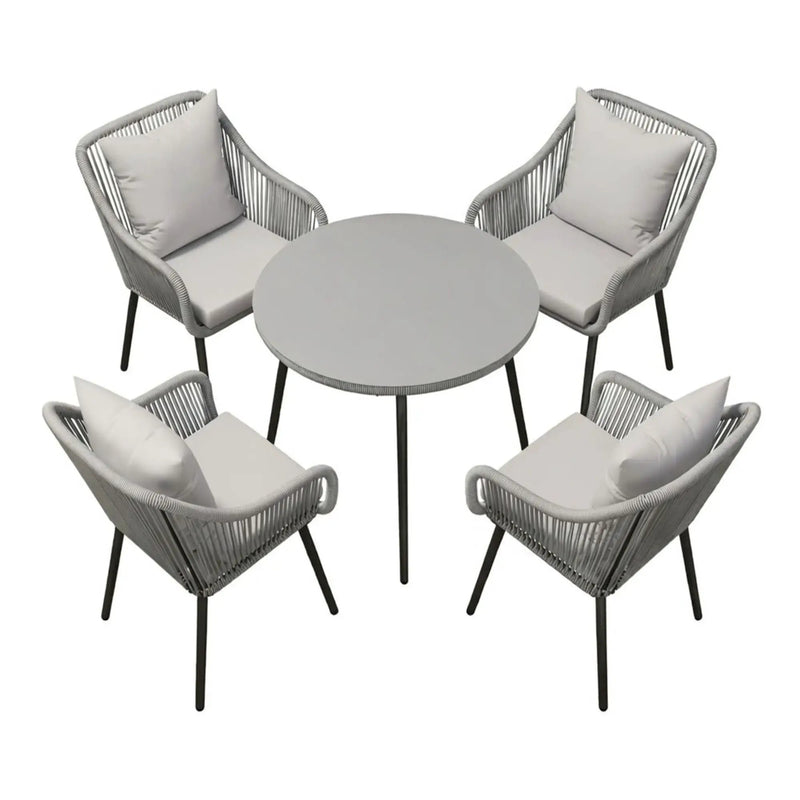 5 Piece Twisted Rattan Patio Dining Set With Table