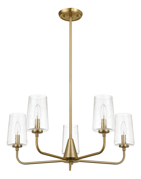 Dazzle Five Lights Chandelier With Clear Seeded Glass - Satin Brass