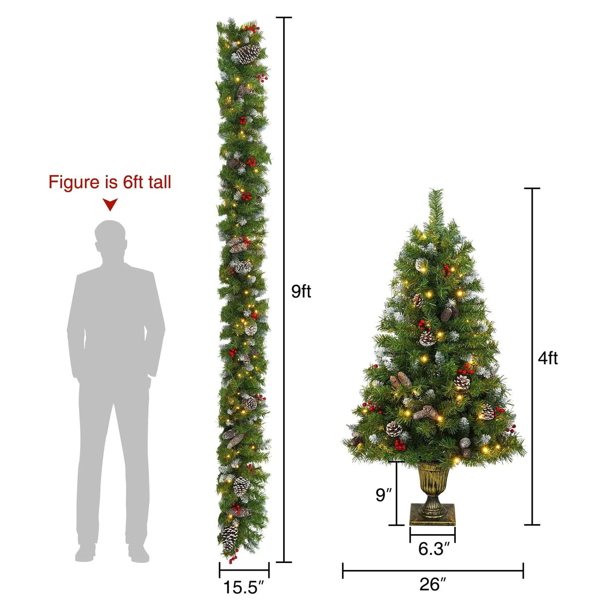 Pre-Lit Xmas Tree Artificial Christmas 3-Piece Set by HouseOfZazla