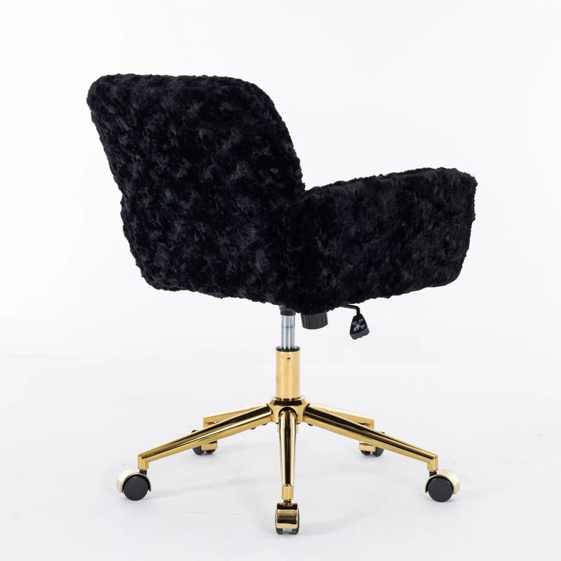 Office Chair, Artificial Rabbit Hair Home Office Chair With Metal Base, Adjustable Desk Chair Swivel Office Chair, Vanity Chair by Unique Piece Furniture