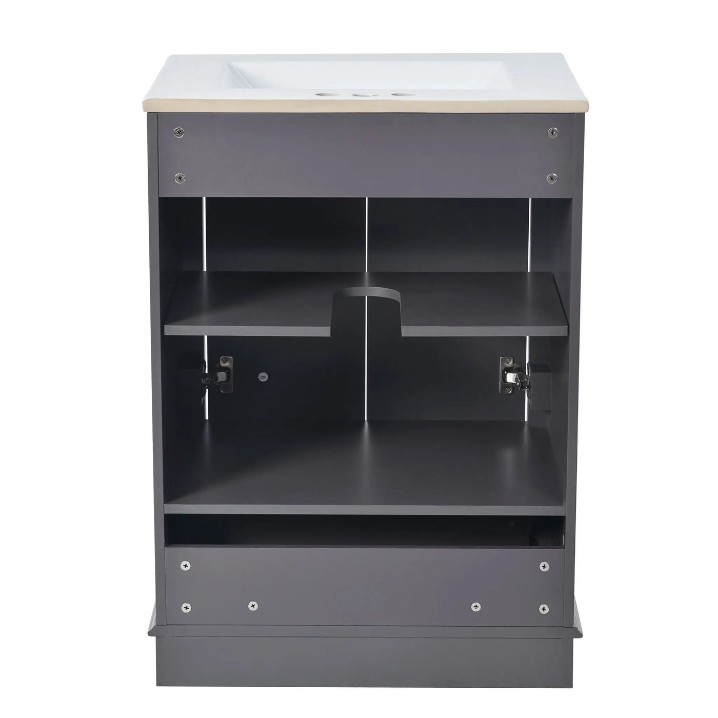 Bathroom Vanity With Ceramic Sink Combo, Modern Freestanding Storage Cabinet With Silver Handles by HouseOfZazla