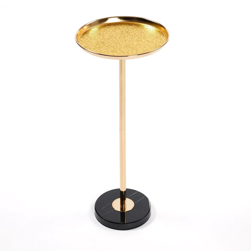 Adjustable Pedestal Side Table For Living Room - Gold / Black by HouseOfZazla