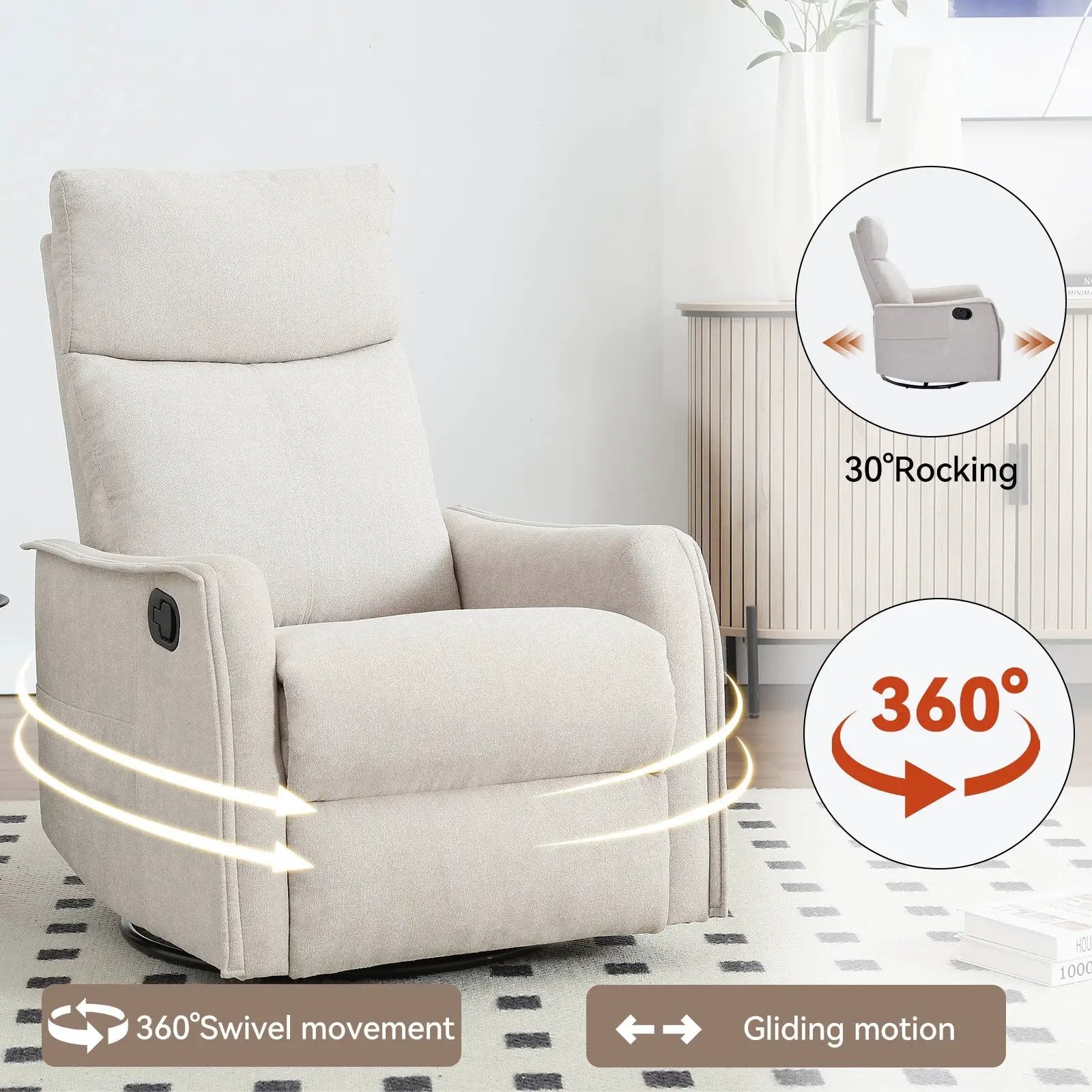 Heat Massage Manual Recliner Chair with Rocker and Swivel by HouseOfZazla