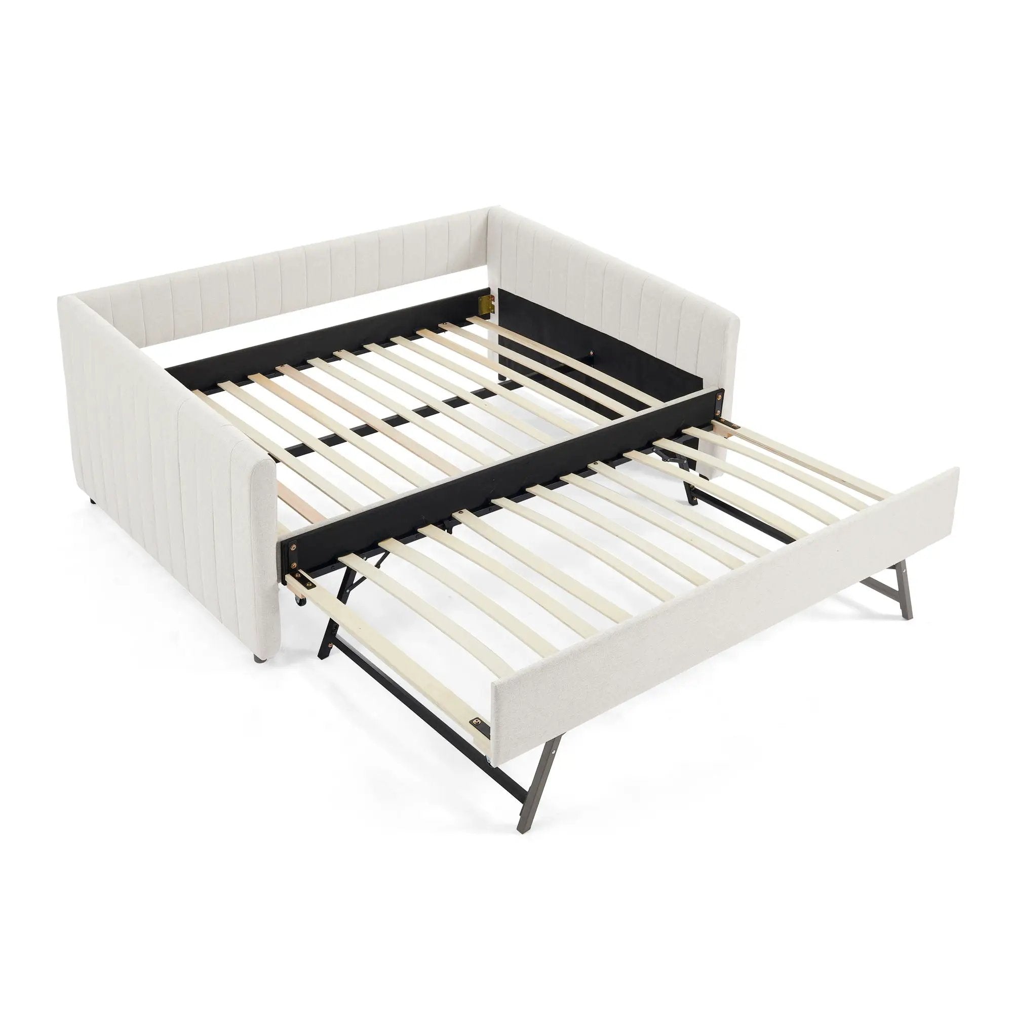 Upholstered Daybed With Trundle With Vertical Stripes by Unique Piece Furniture