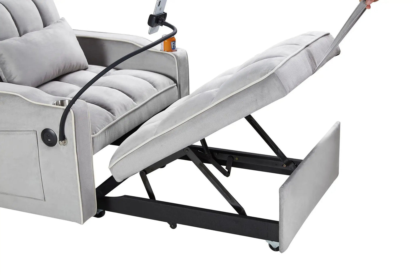 Convertible Sleeper Chair Sofa Bed Adjustable Pull Out Sleeper Chair Bed Multi-Pockets Folding Sofa Bed For Living Room Bedroom Small Space, 3 In 1 Sofa Bed by Unique Piece Furniture