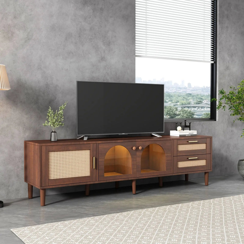 TV Stand With App-Controlled LED Lights, 2 Drawers & Door Storage by Unique Piece Furniture