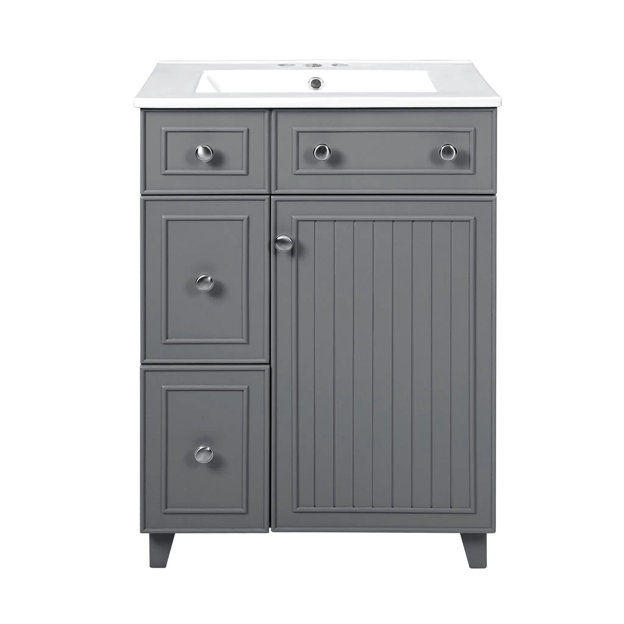 Transitional Style Bathroom Vanity Cabinet With Ceramic Sink by Unique Piece Furniture