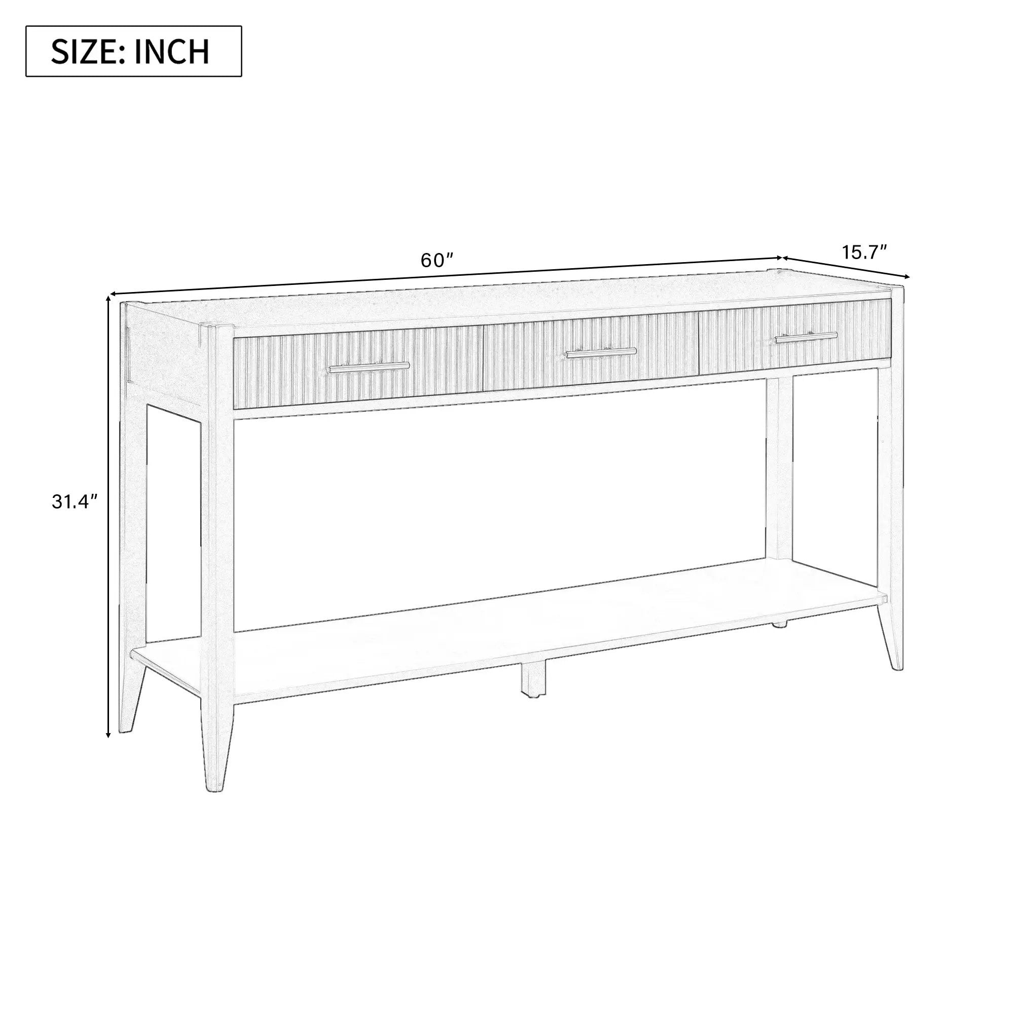 U_STYLE 60" Painted Console Table with 3 Drawers by HouseOfZazla