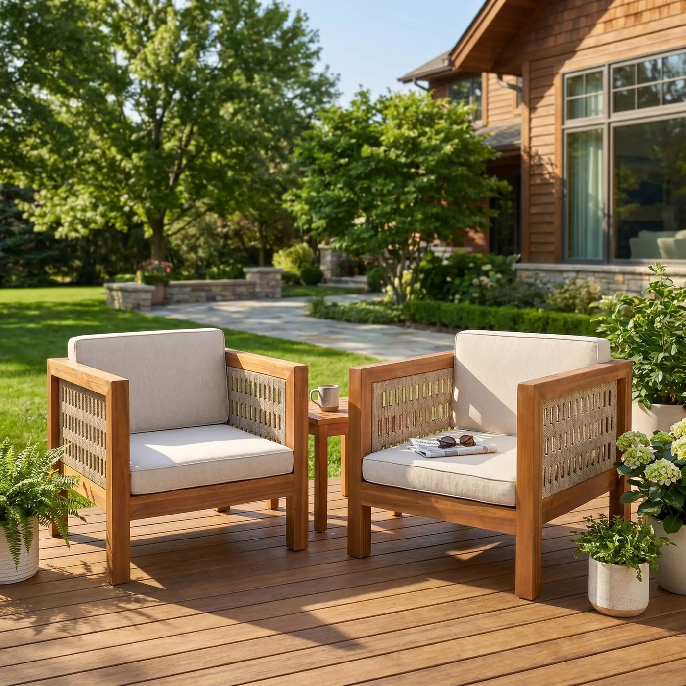 Outdoor Club Chair & Rope Arm And Cushions by HouseOfZazla