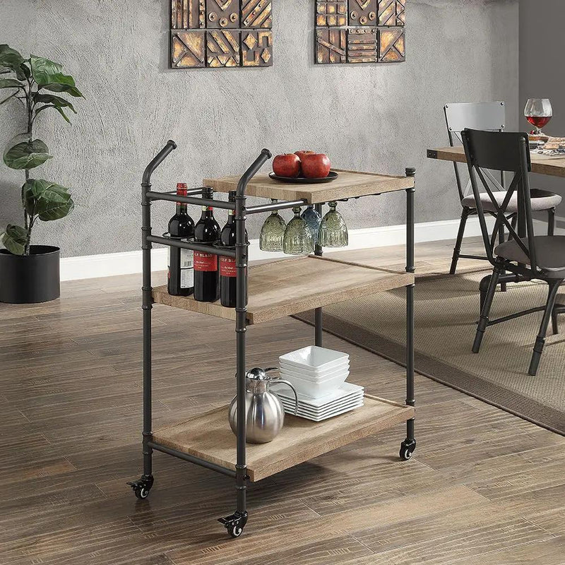 Brantley - Serving Cart - Oak & Sandy Black by Unique Piece Furniture