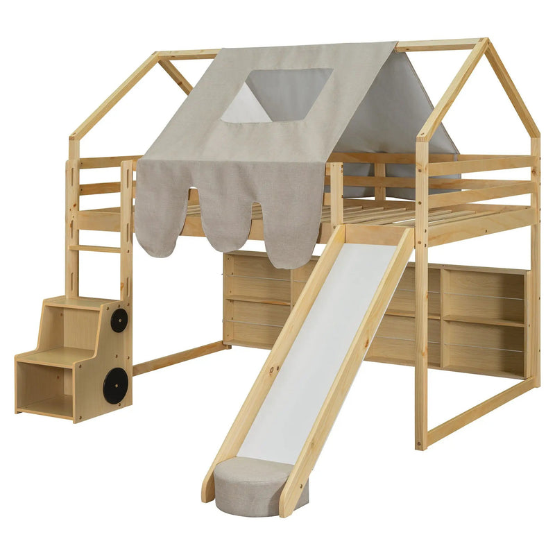 Loft Bed With House Shaped Frame And Tent by HouseOfZazla