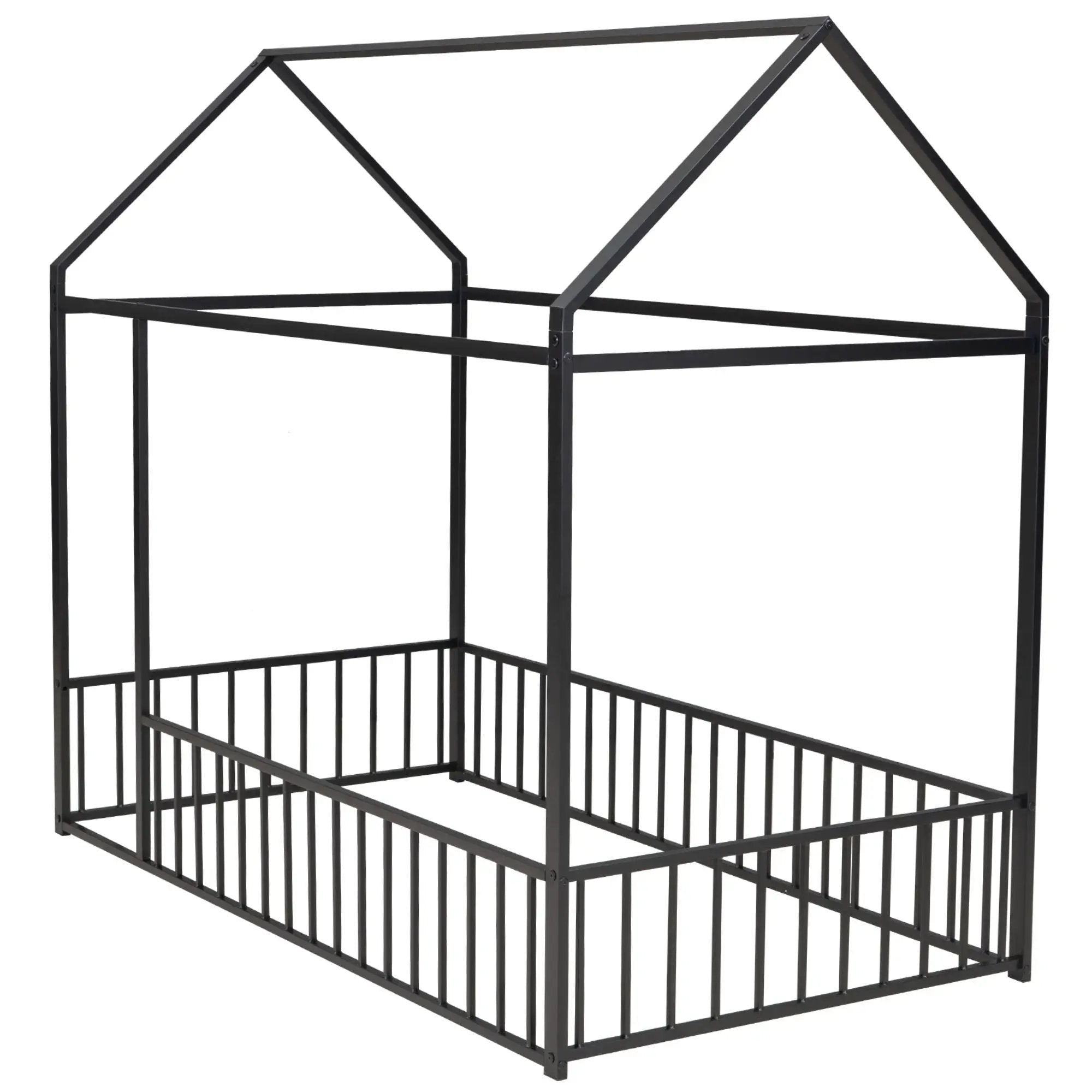 Metal Bed House Bed Frame With Fence by HouseOfZazla