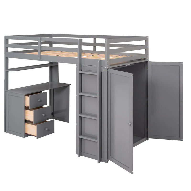 Loft Bed With Drawers, Desk, And Wardrobe by Unique Piece Furniture