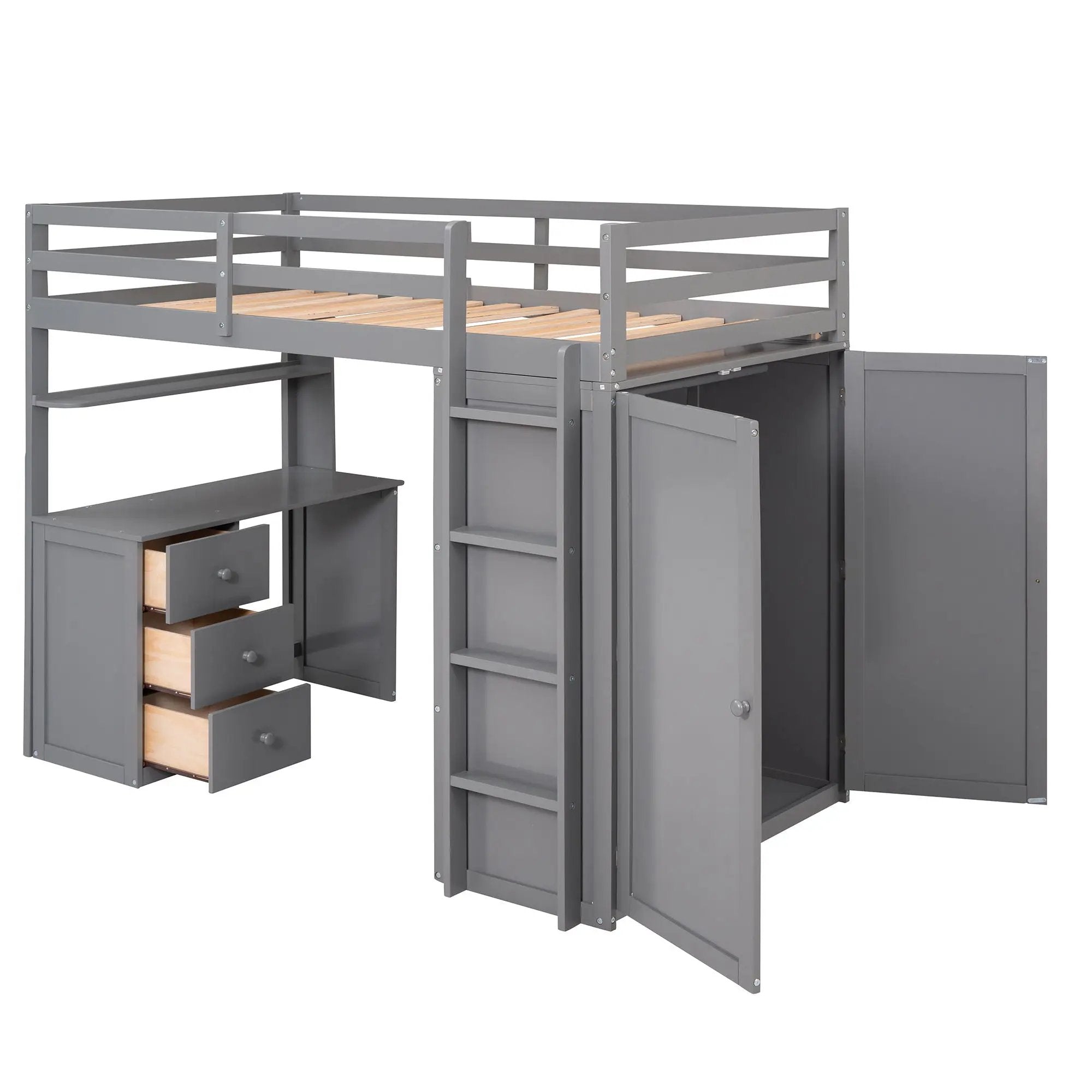Loft Bed With Drawers, Desk, And Wardrobe by HouseOfZazla