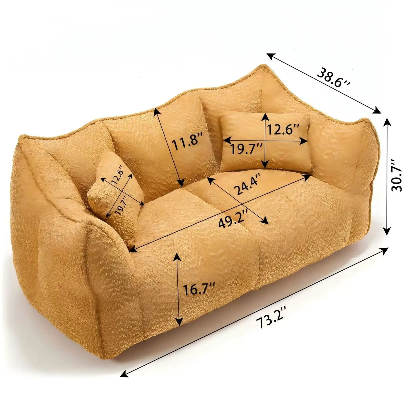Comfortable Dual Beanbag Chair With High Resilience Foam Core For 2 People by Unique Piece Furniture