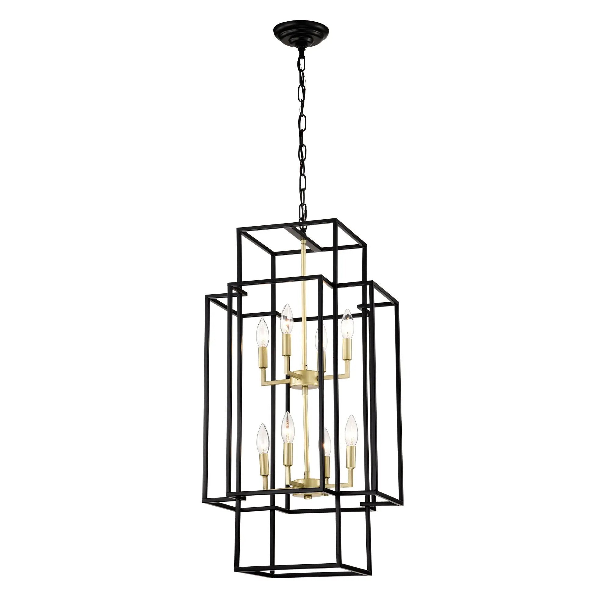 8 Light Lantern Chandelier Lighting, Entryway Chandeliers For High Ceilings, Chandeliers For Dining Room, Foyer, Entry, Staircase, Hallway, Height Adjustable (E12 Bulbs Not Included) by HouseOfZazla