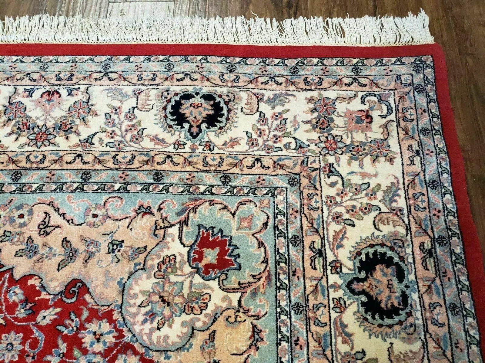 9' X 12' Vintage Handmade India Medallion Wool Rug Vegetable Dyes Nice Red by Jewel Rugs