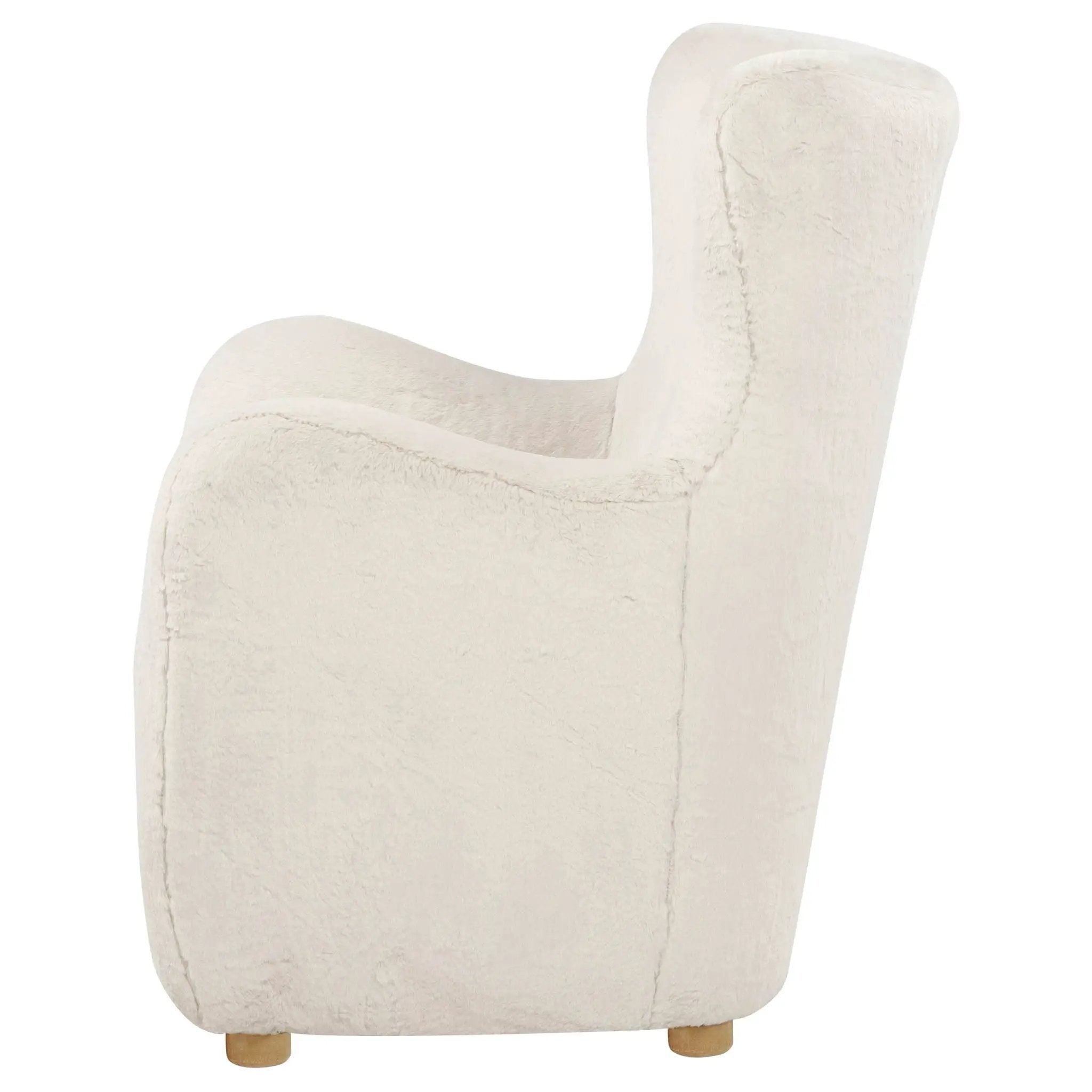 Thornton Faux Fur Upholstered Wingback Lounge Accent Chair Ivory by Unique Piece Furniture