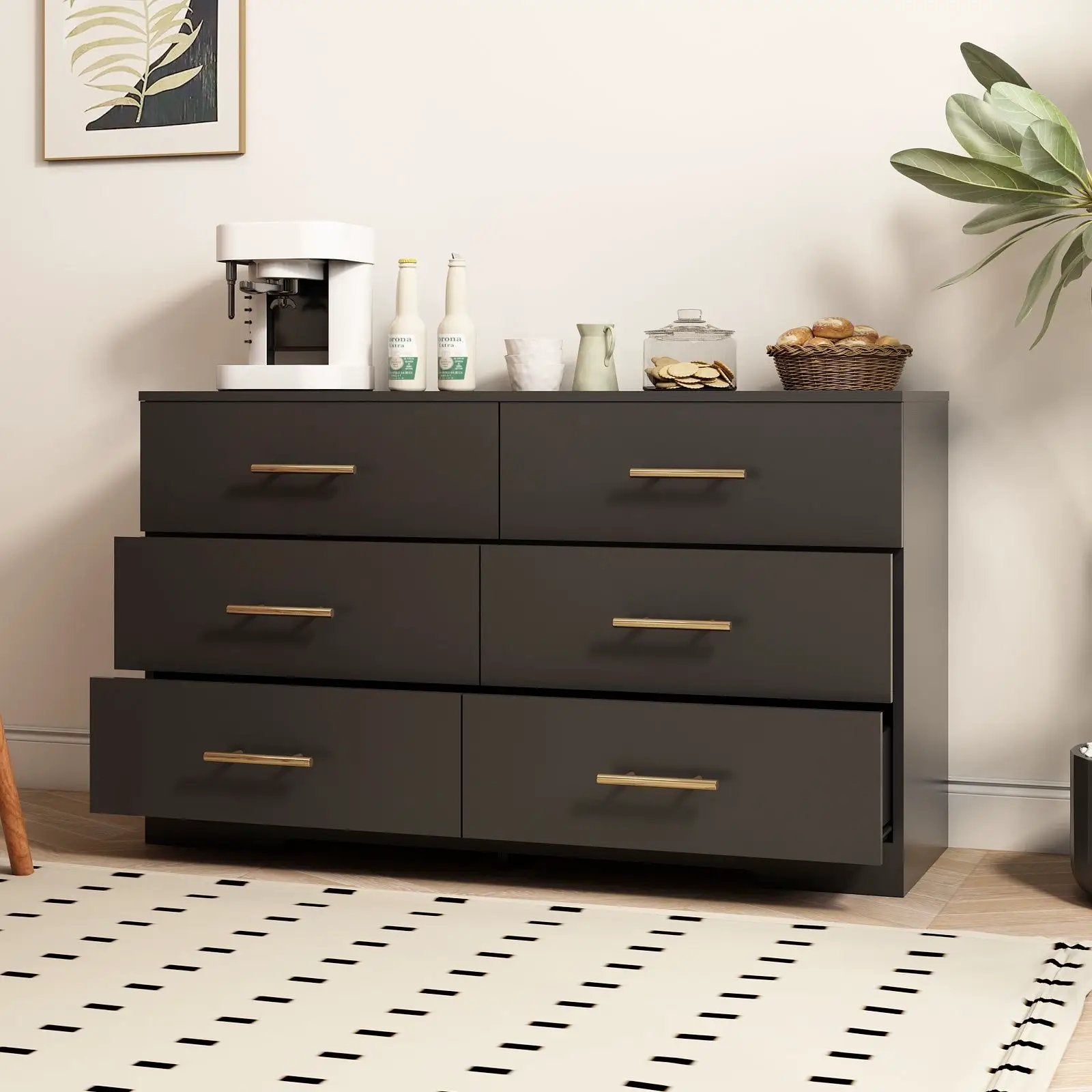 Large 6 Drawers Chest Of Drawer Dressers Table With Handle by Unique Piece Furniture
