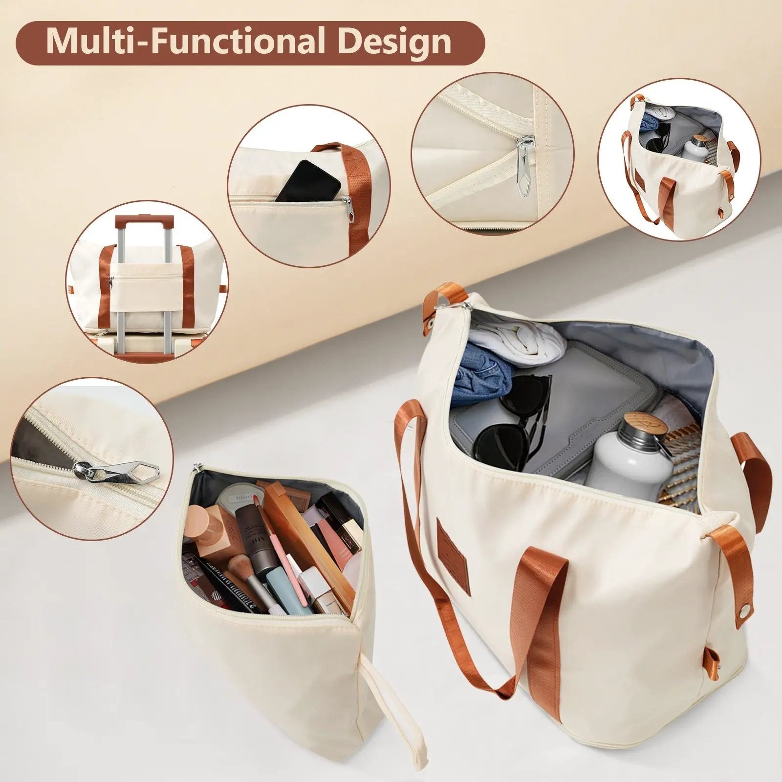 Brown & White 6-Piece Expandable Hardshell Luggage Set by HouseOfZazla