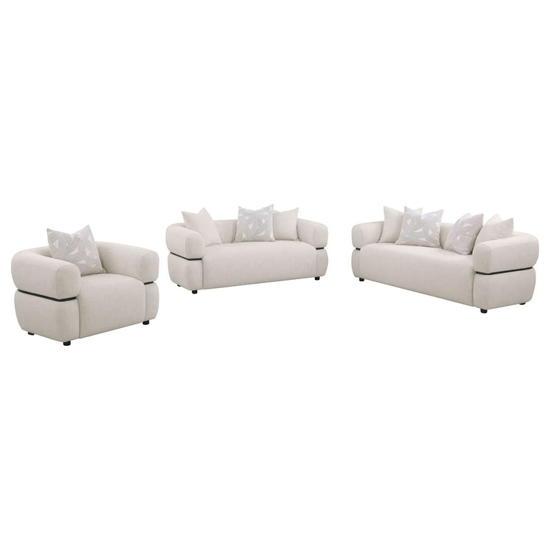 Jeanette 3-piece Fabric Upholstered Round Arm Sofa Set Beige by Unique Piece Furniture