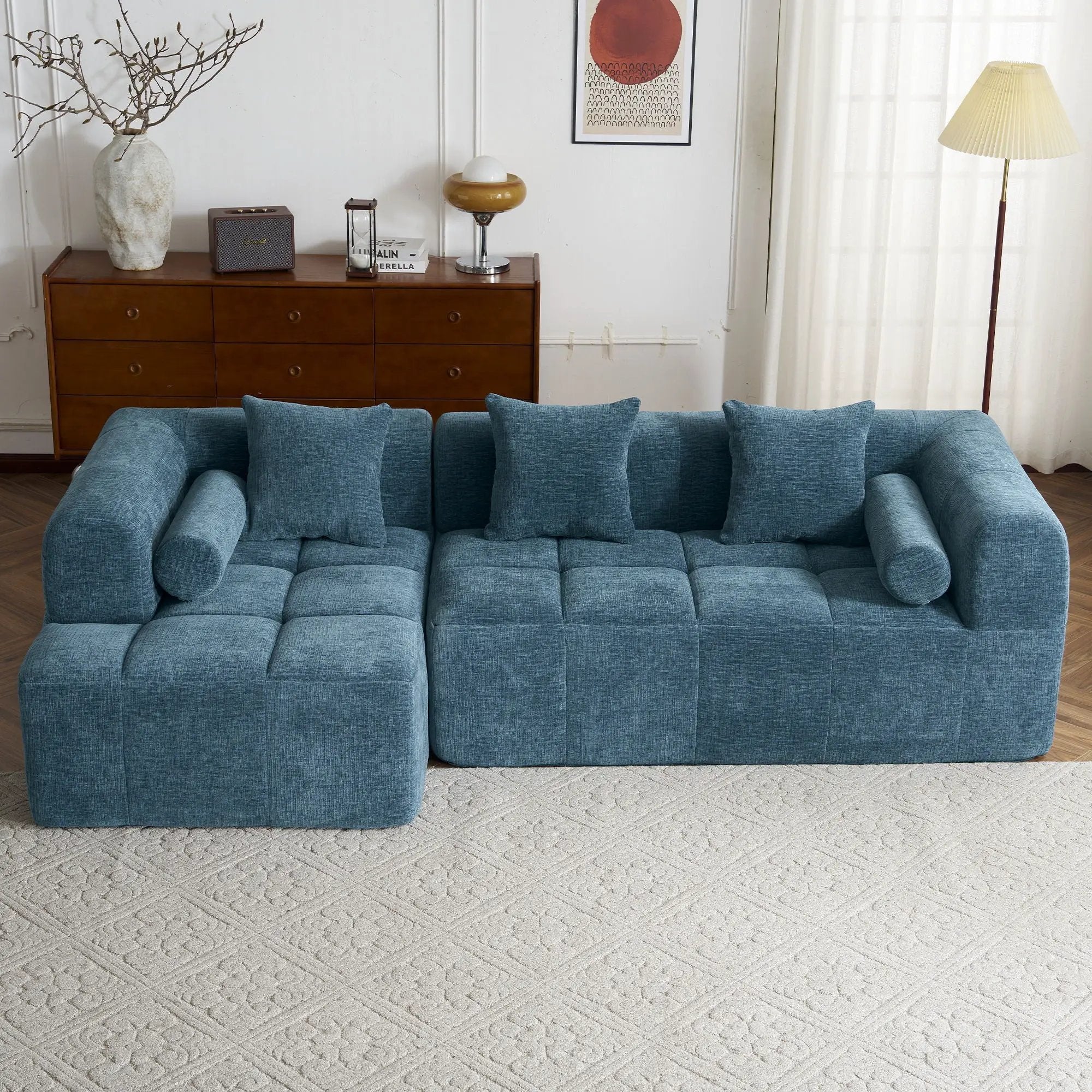 Sectional Free Combined Sofa With 2 Side Pockets by HouseOfZazla