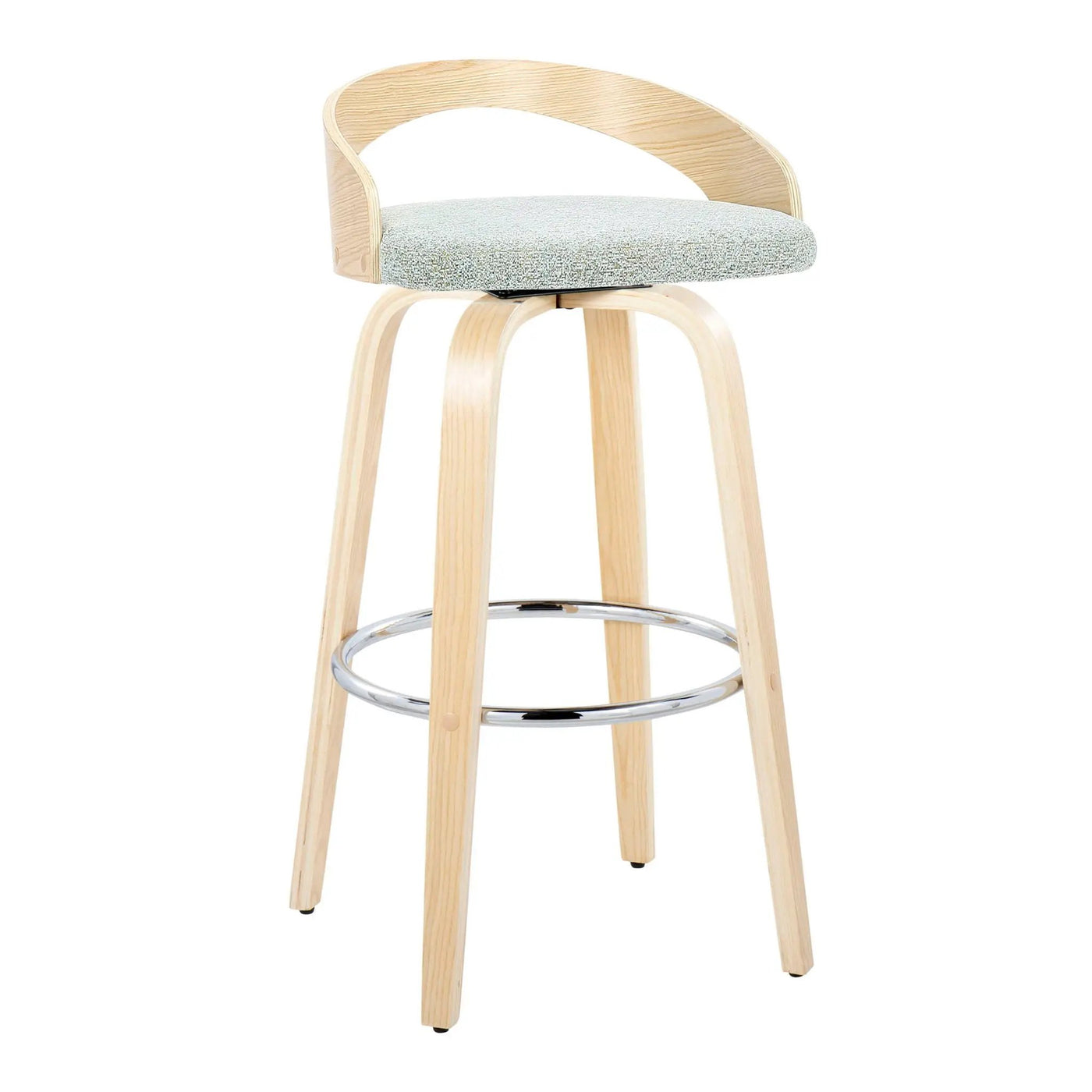 Grotto - Contemporary Fixed-Height Barstool With Swivel With Round Footrest (Set of 2) by HouseOfZazla