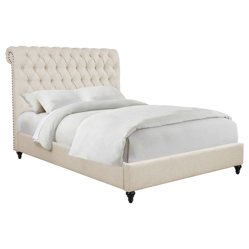 Devon 57-inch Upholstered California King Panel Bed Beige by Unique Piece Furniture