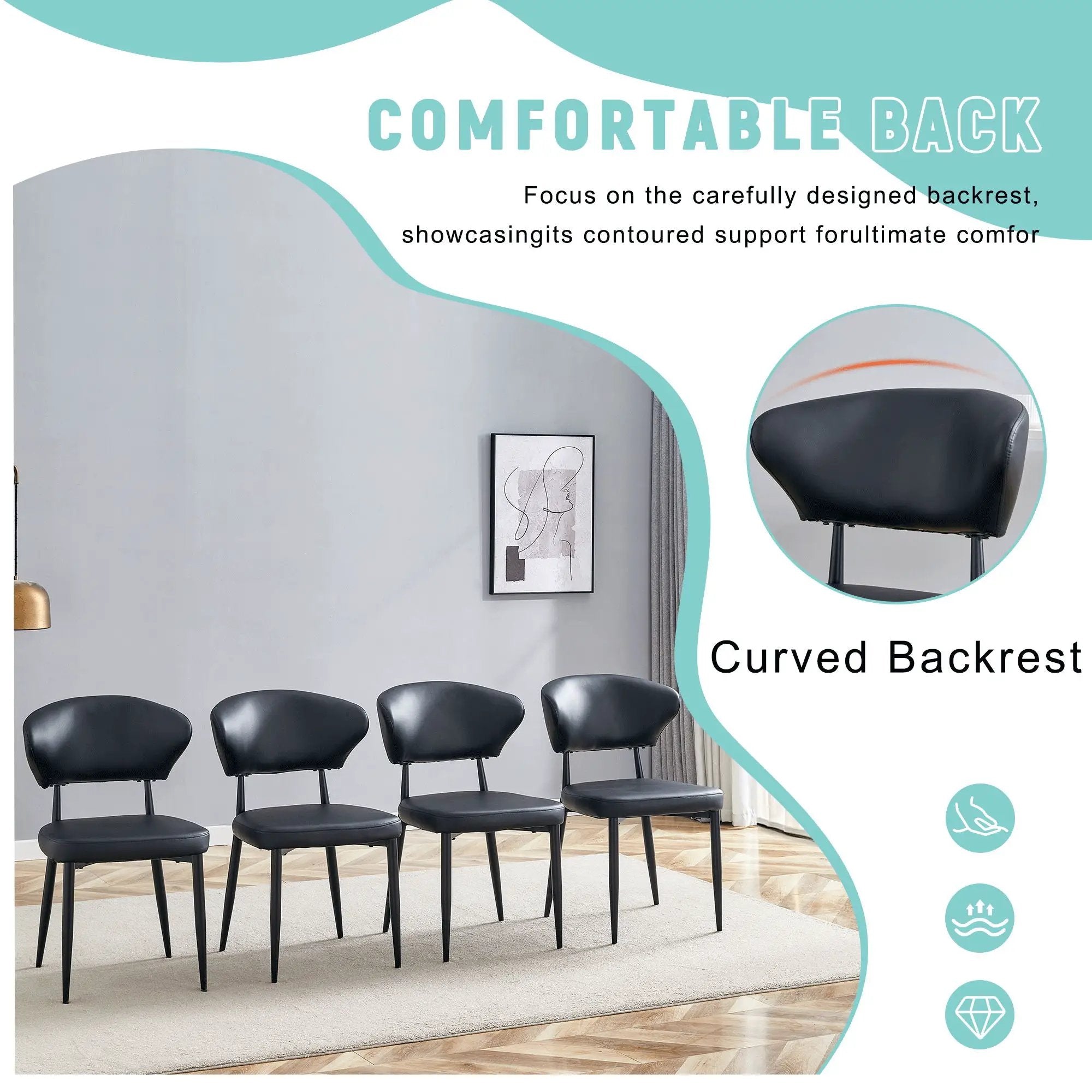 Minimalist Ergonomic Dining Chair With Curved Backres (Set of 4) by Unique Piece Furniture