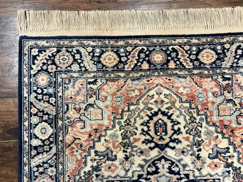 Karastan Blue Heriz Rug #748, Vintage Wool Karastan Carpet 4.3 x 6, Discontinued Original 700 Series Karastan Area Rug by Jewel Rugs